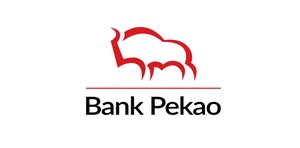 Logo banku Pekao na którym widać czerwonego żubra